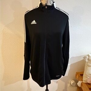 Adidas Black Jacket with White Stripes